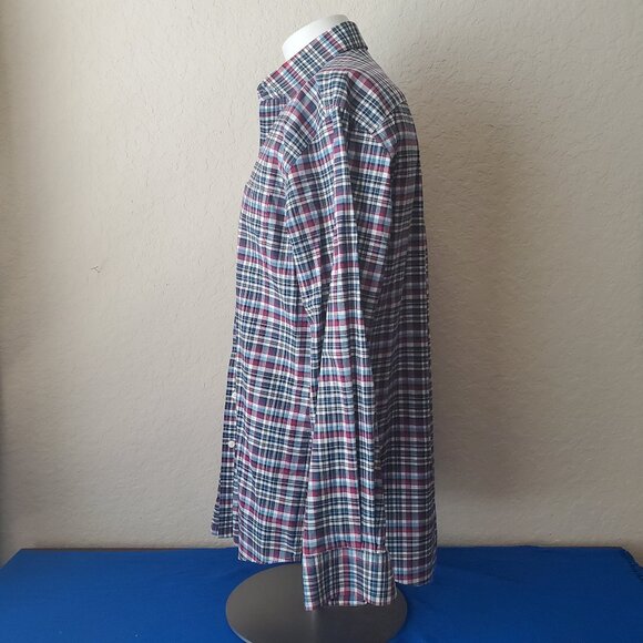 Kirkland Signature Men's L Dress Shirt Long Sleeve Blue Plaid Sport Fit - Picture 3 of 7